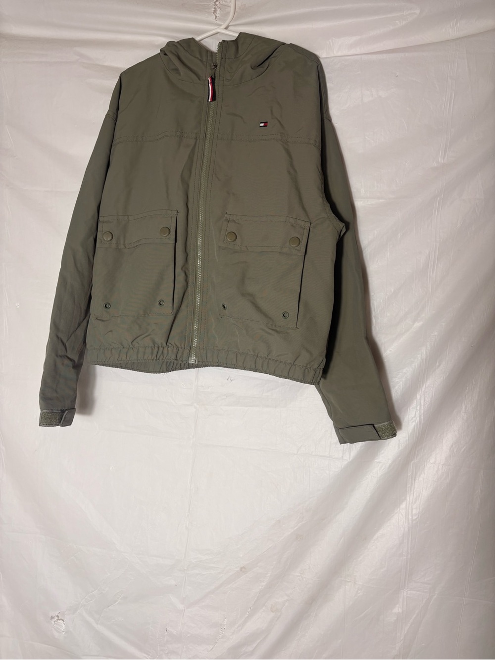 Tommy Hilfiger Olive Hooded Windbreaker Jacket - Men's
